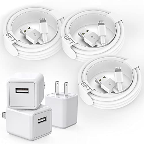 iPhone Charger, 3Pack iPhone Charging 【Apple MFi Certified】 iPhone Charger Block Cube iPhone Wall Charger Portable Travel Plug with 6FT iPhone Charger Cord Cable for iPhone 5/6/7/8/X/11/12/13/14/SE