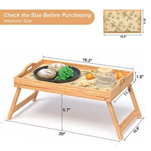 Bamboo Bed Tray Table, Breakfast Tray w/Removable Bamboo Mat & Folding Legs & Handles, Bed Trays for Eating & Reading…