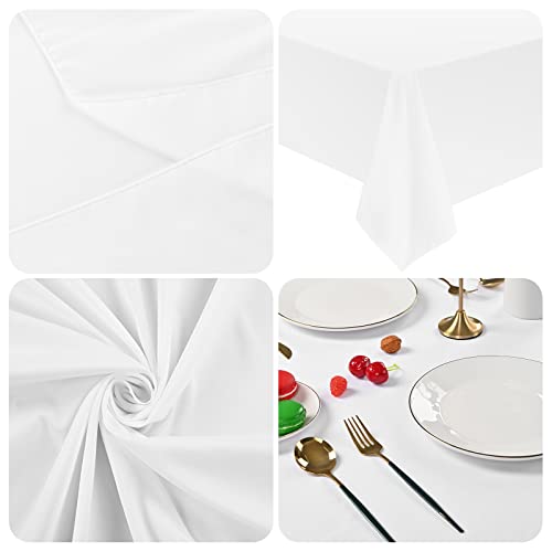 4 Pack 60 x 102 Inch Tablecloth, White Tablecloth for 6 Feet Rectangle Tables, Stain and Wrinkle Resistant Washable Fabric Table Cloth for Wedding Party Dining Table Buffet Parties and Camping