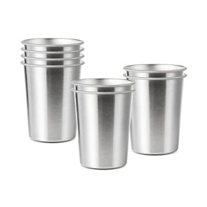 yolcar 8 pack 6 oz stainless steel cups for kids, bpa free healthy metal shatterproof stackable pint drinking cups