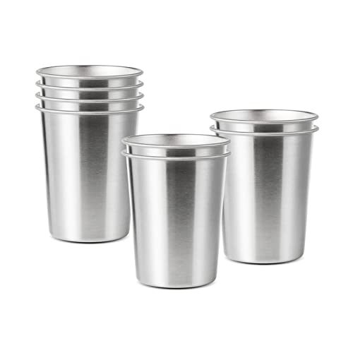 YOLCAR 8 Pack 6 oz Stainless Steel Cups for Kids, BPA Free Healthy Metal Shatterproof Stackable Pint Drinking Cups