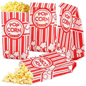 450pcs popcorn bags,flat bottom paper popcorn bags plastic popcorn bags concession-grade,pop corn bag bulk,popcorn machine accessories red-white for family movie night baseball themed carnival