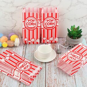 450Pcs Popcorn Bags,Flat Bottom Paper Popcorn Bags Plastic Popcorn Bags Concession-Grade,Pop Corn Bag Bulk,Popcorn Machine Accessories Red-White for Family Movie Night Baseball Themed Carnival