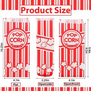 450Pcs Popcorn Bags,Flat Bottom Paper Popcorn Bags Plastic Popcorn Bags Concession-Grade,Pop Corn Bag Bulk,Popcorn Machine Accessories Red-White for Family Movie Night Baseball Themed Carnival