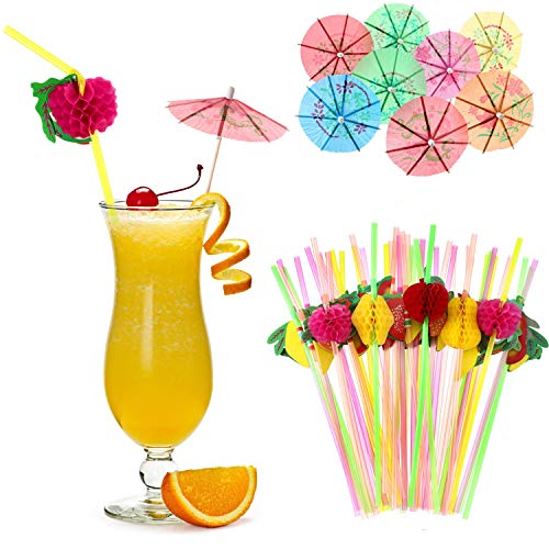Hawaiian Tropical Party Decoration Pack with 9feet Hawaiian Grass Table Skirt, Hibiscus Flowers, Palm Leaves, Paper Pineapple, Hawaiian Beach Theme Party Favors Luau Party Supplies