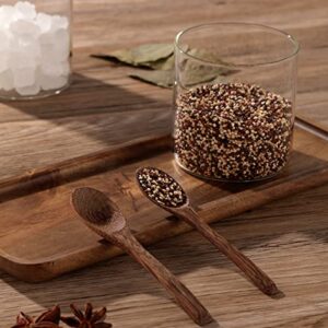 3 Pack 250ml / 8.5oz Clear Glass Seasoning Jar with Wooden Lid and Spoon, Adorable Sugar Bowl Bath Salt Storage Container, Kitchen Pepper