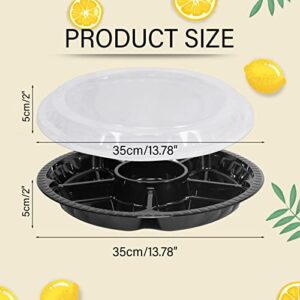 10 Pcs Round Plastic Appetizer Tray with Lid Divided Serving Tray, Disposable Food Storage Containers, Plastic Tray Storage, Kids Snack, Fruit Platter Vegetable Trays for Party and Buffet