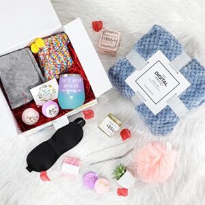 Get Well Soon Gifts for Women,Care Package Feel Better Gift Basket for Sick Friends,After Surgery Recovery Self Care Gifts,Thinking of You Birthday Gifts with Sympathy Blanket Tumbler for Women