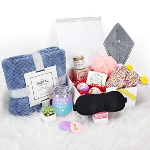 Get Well Soon Gifts for Women,Care Package Feel Better Gift Basket for Sick Friends,After Surgery Recovery Self Care Gifts,Thinking of You Birthday Gifts with Sympathy Blanket Tumbler for Women