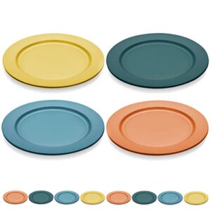 kyraton 10 inch large plastic plates 8 pieces, dishwasher safe, unbreakable and reusable light weight dinner plates microwave safe bpa free (mutil color)