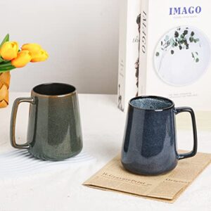 Large Ceramics Coffee Mugs,24 OZ,Large Handle Design,Extra Large Tea and Coffee Cup for Office and Home，Microwave And Dishwasher Safe(Color:24 oz green)