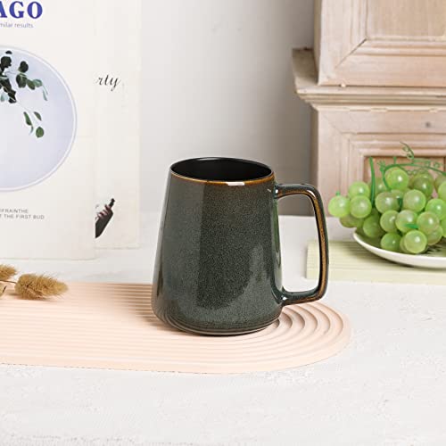 Large Ceramics Coffee Mugs,24 OZ,Large Handle Design,Extra Large Tea and Coffee Cup for Office and Home，Microwave And Dishwasher Safe(Color:24 oz green)