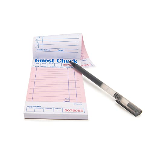 DGBDPACK Guest Check Pads EP-3632-1 (10 Pads), Total 500 Pink Waitress Notepad, Server Order Pads