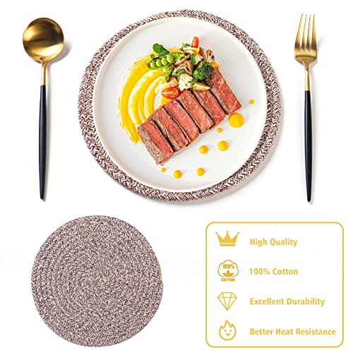 Trivet Round Hot Pads 4pcs 9.5 Inches Diameter 100% Eco Pure Cotton Thread Weave Trivets for Hot Pots and Pans / Kitchen Trivets for Hot Dishes Hot Pot Holders …