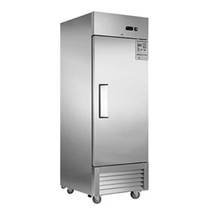 jinsong 27" commercial refrigerator with single solid door, 23 cu.ft stainless steel reach-in refrigerator for restaurant, bar, shop, residential