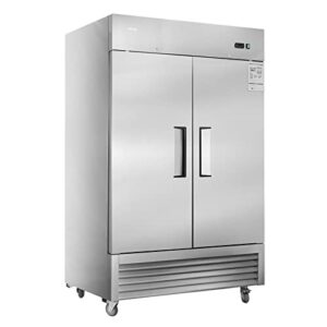jinsong 54" commercial freezer 2 solid door, 49 cu.ft 2 section stainless steel reach-in freezer for restaurant, bar, shop, residential
