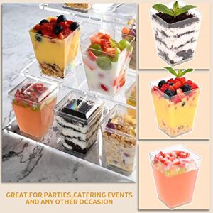 Foodeway 50 Pack 5.5 oz Plastic Dessert Cups with Spoon and Lids, Appetizer Cups for Party Parfait Cups Dessert Cups with Spoons Yogurt Parfait Containers Shooter Cups for Pudding Fruit