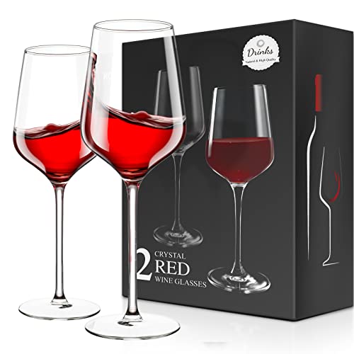 Maxboro Wine Glasses Set of 2, 15.2 Oz Hand Blown Lead-Free Premium Crystal Red Wine Glass, Long Stem Wine Glasses for Daily Use Mother's Day Gift Wedding Anniversary or Birthday Gift