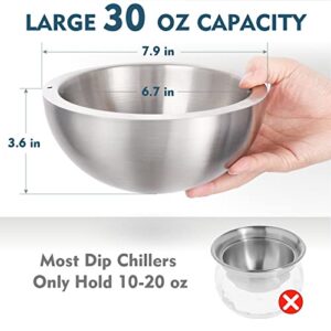 Dip Chiller Bowl - LARGE 30oz - Durable Stainless Steel - Ice COLD & Boiling HOT - Ice Chilled Serving Cooler Set For Beverages, Party, Bar, Salsa, Salad, Food (Stainless Steel 1-Pack, 75oz)