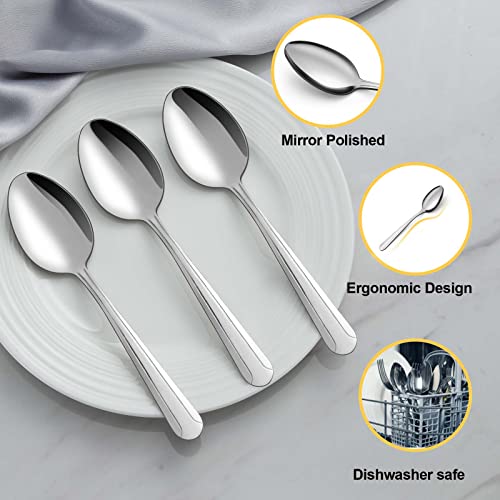 BEWOS 24 Pieces Tea Spoons Set, 6.2 Inches Stainless Steel Teaspoons Silverware, Spoons Silverware, Coffee Spoons, Small Spoons, Mirror Polished, Dishwasher Safe, Silver Spoons For Home, Restaurant