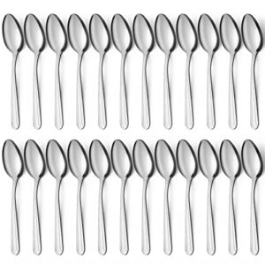bewos 24 pieces dinner spoons set, 8-inch spoons silverware, stainless steel spoons, silverware spoons, mirror polished tablespoons, dishwasher safe, silver spoons for home, kitchen or restaurant