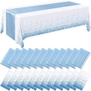 24 packs wedding satin table runner disposable plastic tablecloths 54 x 108 inch table cloths for parties tablecloth 12 x 108 inch table runners for wedding birthday celebration (blue)