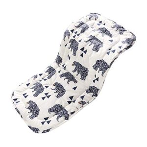 baby carriage cushion, universal breathable stroller mat, stroller cushion for strollers 100% cotton, 34x78cm 1 pack (black bear)