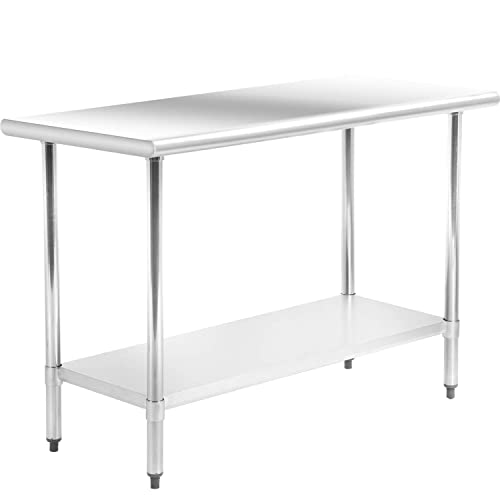 Stainless Steel Table Kitchen Work Table for Prep & Work NSF Commercial Kitchen Table 24" x 48" with Adjustable Table Toot for Restaurant, Home and Hotel