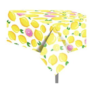 na 2 pcs lemon plastic tablecloth, summer table cover disposable rectangle yellow waterproof table cloth for summer party summer fruit party picnic decor, 54 x 87 inch