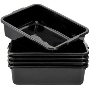 bekith 5 pack plastic bus tubs, commercial wash basin tote box, plastic utility bus box, plastic dish tubs, 8 l capacity, black