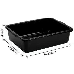 Bekith 5 Pack Plastic Bus Tubs, Commercial Wash Basin Tote Box, Plastic Utility Bus Box, Plastic Dish Tubs, 8 L Capacity, Black