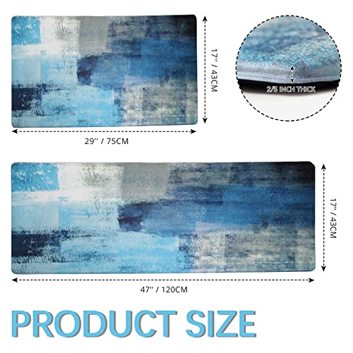 MAYHMYO Kitchen Mat 2 Piece Anti Fatigue Kitchen Floor Mat Non Slip Waterproof Memory Foam Cushioned Teal Kitchen Rugs and Kitchen Mats for Floor Laundry Room Home Office Sink