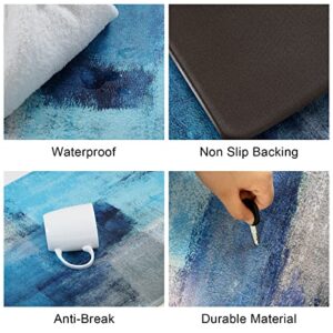 MAYHMYO Kitchen Mat 2 Piece Anti Fatigue Kitchen Floor Mat Non Slip Waterproof Memory Foam Cushioned Teal Kitchen Rugs and Kitchen Mats for Floor Laundry Room Home Office Sink