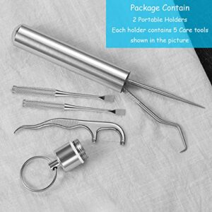 JYPLKCMT 10 Pieces 2 Set Holders Portable Metal Toothpicks,Pocket Titanium toothpick Stainless Steel Toothpick Reusable Toothpicks Holder for Outdoor Camping Picnic Travel