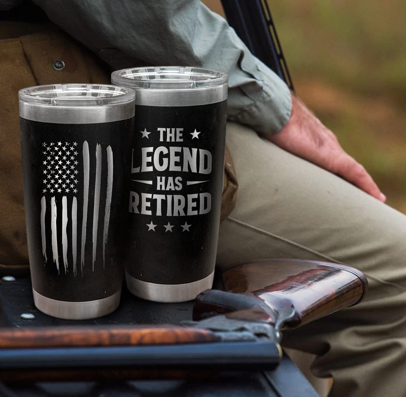 PRPinkRain Retirement Gifts for Men 2023 - The Legend Has Retired - American Flag Tumbler, Retirement Gag Gifts Idea for Men, Him, Dad, Grandpa, Husband, Coworkers