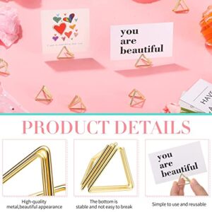 100 Pcs Place Card Holder Triangle Shape Table Number Holder Wedding Table Card Holders Mini Name Card Holder Place Setting Holder Picture Clips Stand for Centerpiece Anniversary Party(Gold)