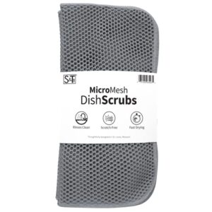s&t inc. mesh dish scrubber, kitchen dish cloths for washing dishes, grey, 11.5 inches x 11.5 inches, 3 pack