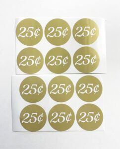 12 pack 25 cent vending price stickers candy gumball label 1.25"
