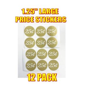 12 Pack 25 Cent Vending Price Stickers Candy Gumball Label 1.25"