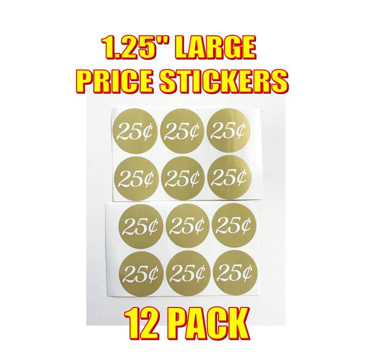 12 Pack 25 Cent Vending Price Stickers Candy Gumball Label 1.25"