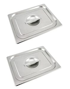 qwork solid pan lid with handle, 2 pack stainless steel steam table pan cover, for 1/2 size steam pans
