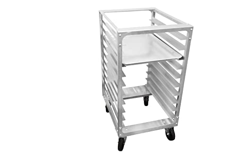 SHOPCraft 10 Tier Bun Pan Rack, Commercial Aluminum Speed Rack With Heavy Duty Plate Casters And Non-Marking Polyolefin Wheels, Food Service Sheet Pan Rack