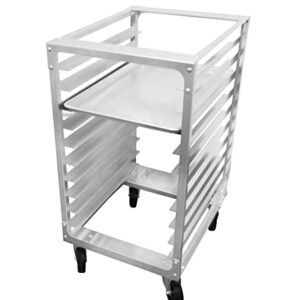 SHOPCraft 10 Tier Bun Pan Rack, Commercial Aluminum Speed Rack With Heavy Duty Plate Casters And Non-Marking Polyolefin Wheels, Food Service Sheet Pan Rack