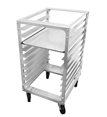 SHOPCraft 10 Tier Bun Pan Rack, Commercial Aluminum Speed Rack With Heavy Duty Plate Casters And Non-Marking Polyolefin Wheels, Food Service Sheet Pan Rack