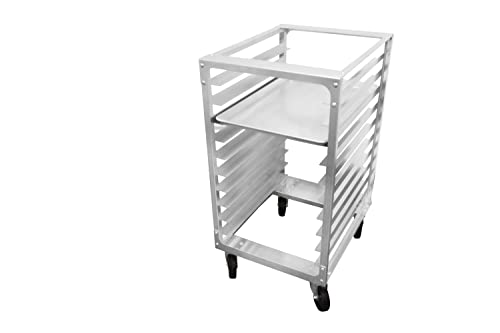 SHOPCraft 10 Tier Bun Pan Rack, Commercial Aluminum Speed Rack With Heavy Duty Plate Casters And Non-Marking Polyolefin Wheels, Food Service Sheet Pan Rack