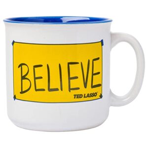 silver buffalo ted lasso believe ceramic camper-style coffee mug, 20 ounces