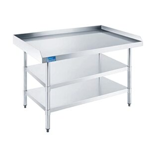 amgood commercial work table with backsplash and side splashes and two shelves | stainless steel prep table for kitchen, restaurant, garage, laundry | nsf (30" width x 60" length)