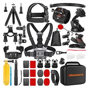 xdaowerrs upgraded 50 in 1 action camera accessories kit for gopro hero11 10 9 8 7 6 5 4/gopro max/gopro fusion, insta360, dji osmo action1/2,xiaomi yi, apeman, akaso campark action camera and more
