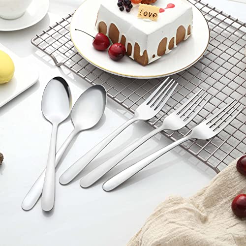 Gymdin 24 Piece Spoons and Forks Set, Food Grade Stainless Steel Flatware Cutlery Set, Silverware Forks and Tablespoon for Home, Kitchen and Restaurant, Mirror Polished, Dishwasher Safe