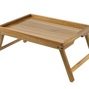 VaeFae Acacia Bed Table Tray, Wooden Breakfast Tray with Folding Legs, Bed Tray for Eating and Laptop, Eating Trays for Bedroom